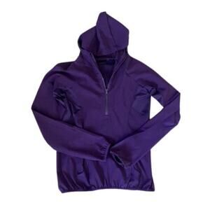 Lightweight Purple Pullover Active Jacket w/ Partial Zip and Hood - Small